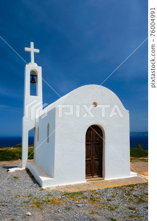Greek traditional white washed orthodox curch 76004991