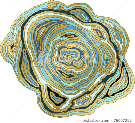 Marble blue wave pattern. Agate slice imitation. Vector illustration. 76007292