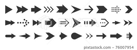 Arrow black pointer direction cursor flat icon set Arrow black pointer direction cursor flat icon set 76007954