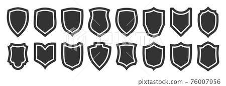 Shield shape guard security privacy flat icon set 76007956
