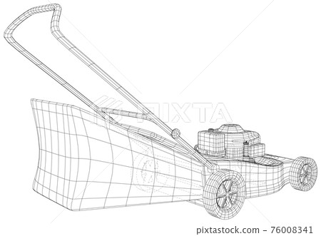 Vector outline Lawn mower. Wire-frame vector equipment for garden. EPS10 format. Vector created of 3d Vector outline Lawn mower. Wire-frame vector equipment for garden. EPS10 format. Vector created of 3d 76008341
