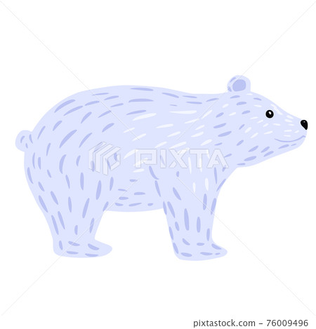 Polar bear standing on four paws isolated on white background. Animal white color character design from arctic. Doodle style. Polar bear standing on four paws isolated on white background. Animal white color character design from arctic. Doodle style. 76009496