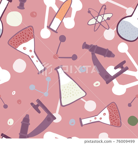 Seamless pattern science on pink background. Medical research template for design fabric. Seamless pattern science on pink background. Medical research template for design fabric. 76009499