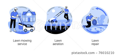 Turf maintenance abstract concept vector illustrations. 76010210