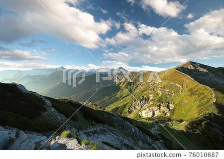 View of the Carpathian Mountains during sunrise, Poland View of the Carpathian Mountains during sunrise, Poland 76010687