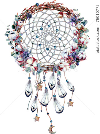 Watercolor Boho Dream Catcher Illustration Watercolor Boho Dream Catcher Illustration 76010772