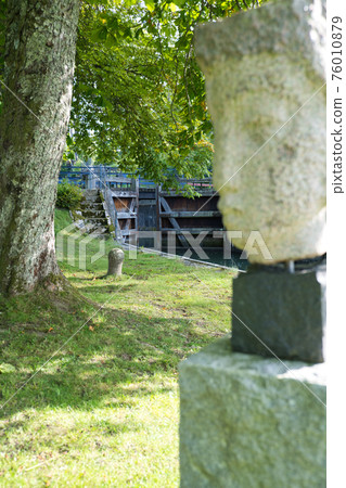Locks and bollards in bright forest 76010879