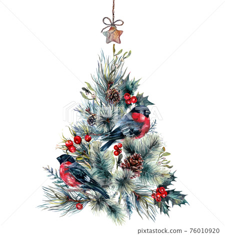 Watercolor Christmas Tree Card 76010920
