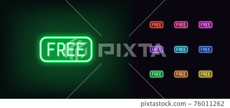 Neon free tag icon. Glowing neon sign of text Free, outline pictogram and silhouette Neon free tag icon. Glowing neon sign of text Free, outline pictogram and silhouette 76011262