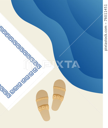 Summer vacation in Greece concept. Sea, sandals and towel. Travel Vector illustrations and design Summer vacation in Greece concept. Sea, sandals and towel. Travel Vector illustrations and design 76011451