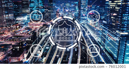 Cyber security theme with a large train station 76012001