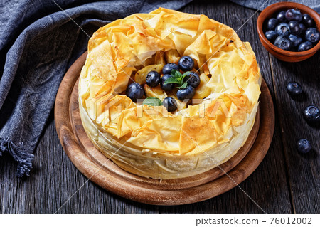 Apple Blueberry Pie With Phyllo Crust, top view 76012002