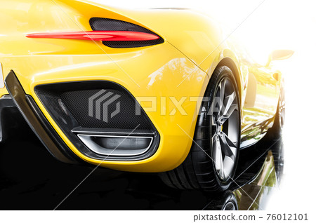 Back of a yellow sport car Back of a yellow sport car 76012101