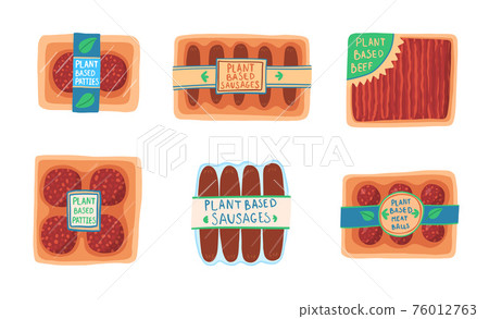 Cartoon Color Alternative Meat Vegetarians Icon Set. Vector 76012763