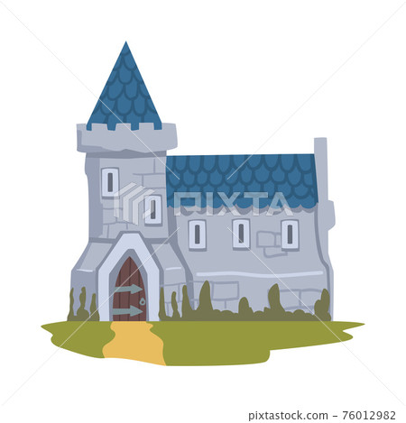 Medieval Historical Residential House with Tile Roof Vector Illustration 76012982
