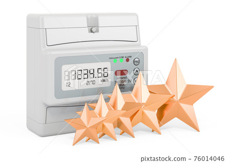 Customer rating of digital timer switch. 3D rendering 76014046