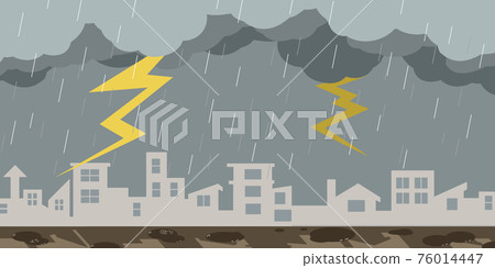 Cityscape heavy rain thunder Cityscape heavy rain thunder 76014447