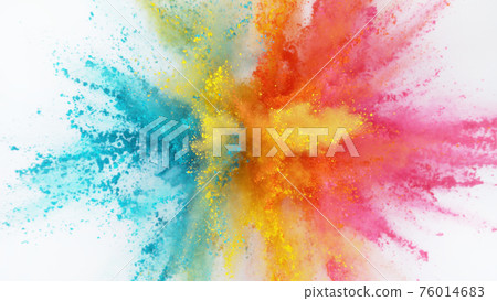 Explosion of colored powder 76014683