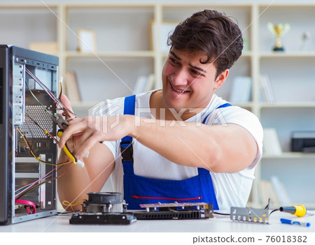 Computer hardware repair and fixing concept by experienced techn Computer hardware repair and fixing concept by experienced techn 76018382