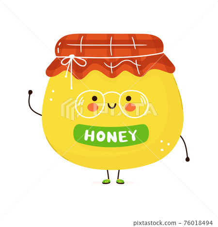 Cute funny Honey character. Vector hand drawn cartoon kawaii character illustration icon. Isolated on white background. Honey character concept Cute funny Honey character. Vector hand drawn cartoon kawaii character illustration icon. Isolated on white background. Honey character concept 76018494