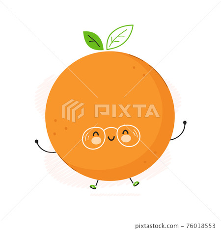 Cute funny Orange fruit character. Vector hand drawn cartoon kawaii character illustration icon. Isolated on white background. Orange fruit character concept 76018553