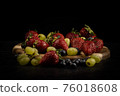 Strawberries, green grapes, blueberries, 76018608