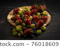 Strawberries, green grapes, blueberries, 76018609