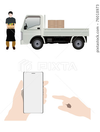 Smartphone and delivery person 76018973