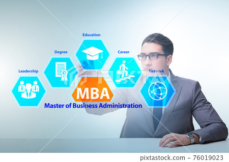 Businessman in Master of business administration concept 76019023