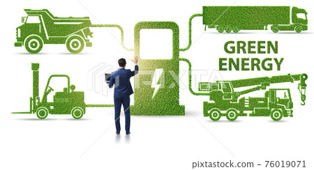 Businessman in the concept of electric charging and vehicles Businessman in the concept of electric charging and vehicles 76019071