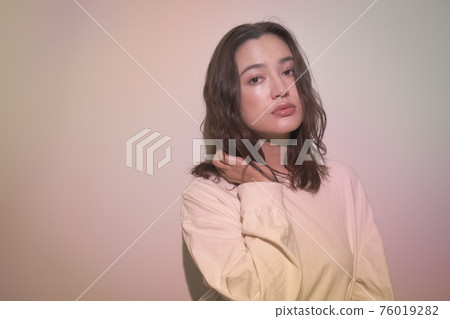Retro and colorful female portrait 76019282