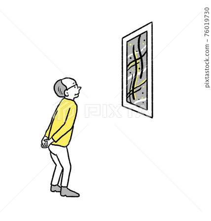 Illustrations of elderly people watching paintings Illustrations of elderly people watching paintings 76019730