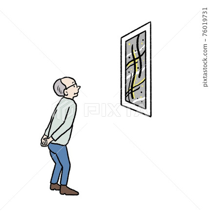Illustrations of elderly people watching paintings Illustrations of elderly people watching paintings 76019731