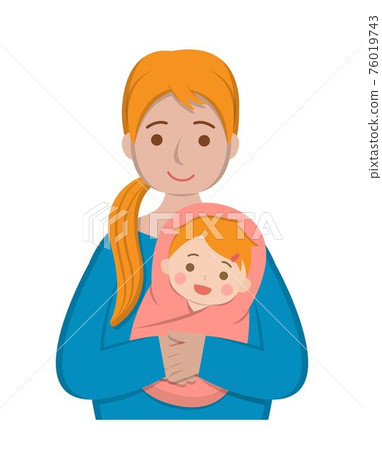 母親與嬰兒的卡通漫畫人物向量 母親與嬰兒的卡通漫畫人物向量 76019743