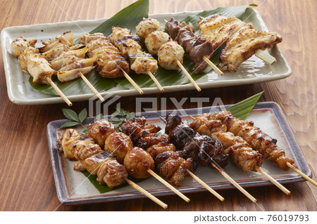Assorted Yakitori [Nankotsu, Gizzard, Liver, Negima, Tsukune, Chicken Wings, Skin, Hina, Furisode, Peach] 76019793