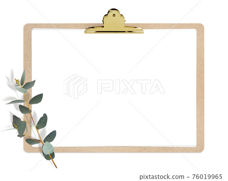 Retro-style clipboard and eucalyptus leaves-there are multiple variations 76019965