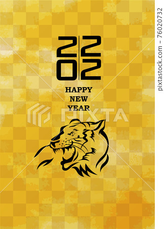 2022虎年新年材料模板虎日式新年明信片 2022虎年新年材料模板虎日式新年明信片 76020732