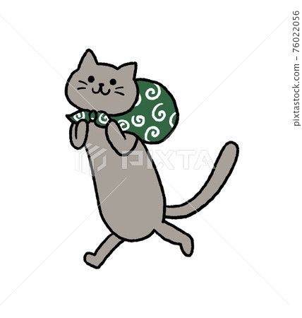 一隻貓背著包袱皮的插圖 一隻貓背著包袱皮的插圖 76022056