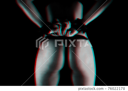female hands in leather handcuffs for BDSM sex on the background of her sexy ass in a Thong female hands in leather handcuffs for BDSM sex on the background of her sexy ass in a Thong 76022178