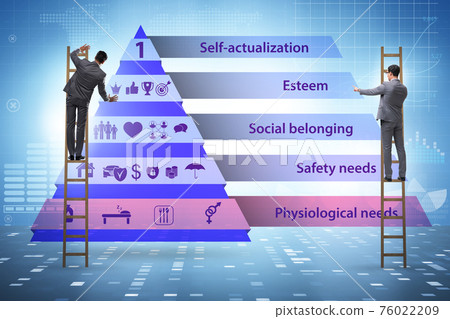 Concept of Maslow hierarchy of needs with businessman 76022209