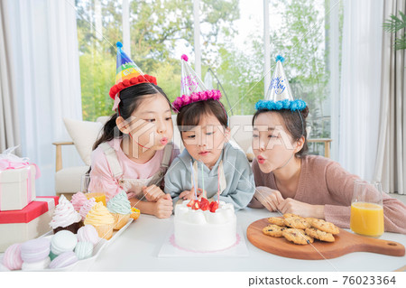 Portrait of happy cheerful family, young mother and two daughters 151 Portrait of happy cheerful family, young mother and two daughters 151 76023364