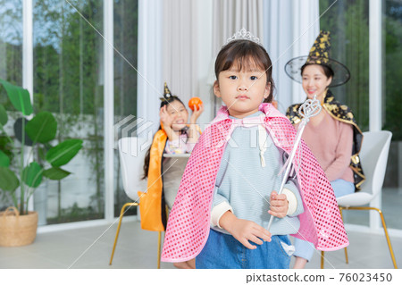 Portrait of happy cheerful family, young mother and two daughters 224 Portrait of happy cheerful family, young mother and two daughters 224 76023450