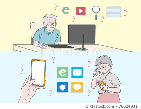 Concept of elderly lifestyle, senior people activity and daily life illustration 010 76024931