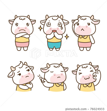 Set of cute cow emoticon icons cartoon illustration 003 Set of cute cow emoticon icons cartoon illustration 003 76024933