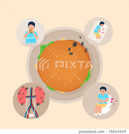 Fast food harmful effects, diseases caused by hamburger illustration 006 76024934