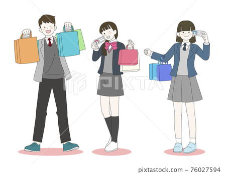 Happy teenagers and students. Group of friends character illustration 005 76027594