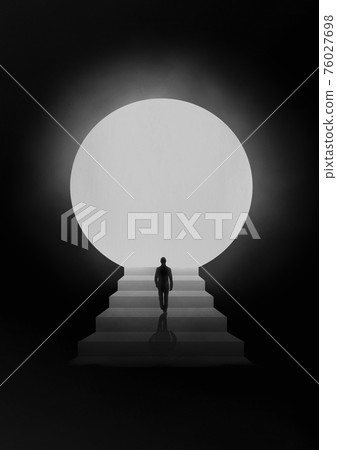 Man walking towards the light from darkness illustration 008 Man walking towards the light from darkness illustration 008 76027698