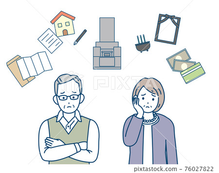 老年夫婦思考生命的終結繼承葬禮墳墓遺書煩惱老年老人老人插圖素材 老年夫婦思考生命的終結繼承葬禮墳墓遺書煩惱老年老人老人插圖素材 76027822