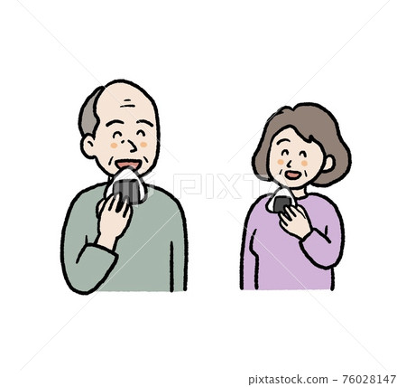 一位老人吃湯圓的插圖 76028147