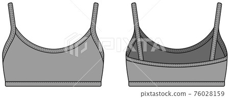 文胸上衣/運動文胸女裝/模板插圖/灰色(前/後) 文胸上衣/運動文胸女裝/模板插圖/灰色(前/後) 76028159